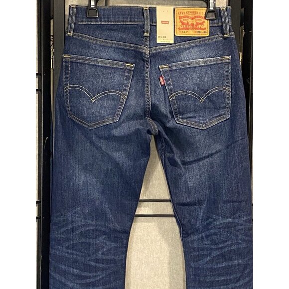 Levi's 513 28 X 30 Slim Straight Men's Jeans Dark Acid Distressed Flex Stretch - Picture 4 of 11